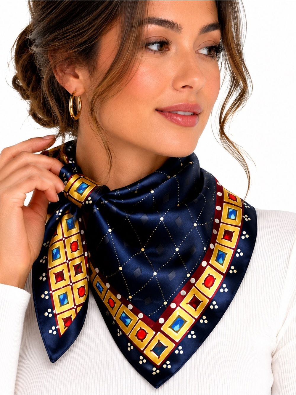 Blue Tabla Scarf Navy
Jewel Print 25x25